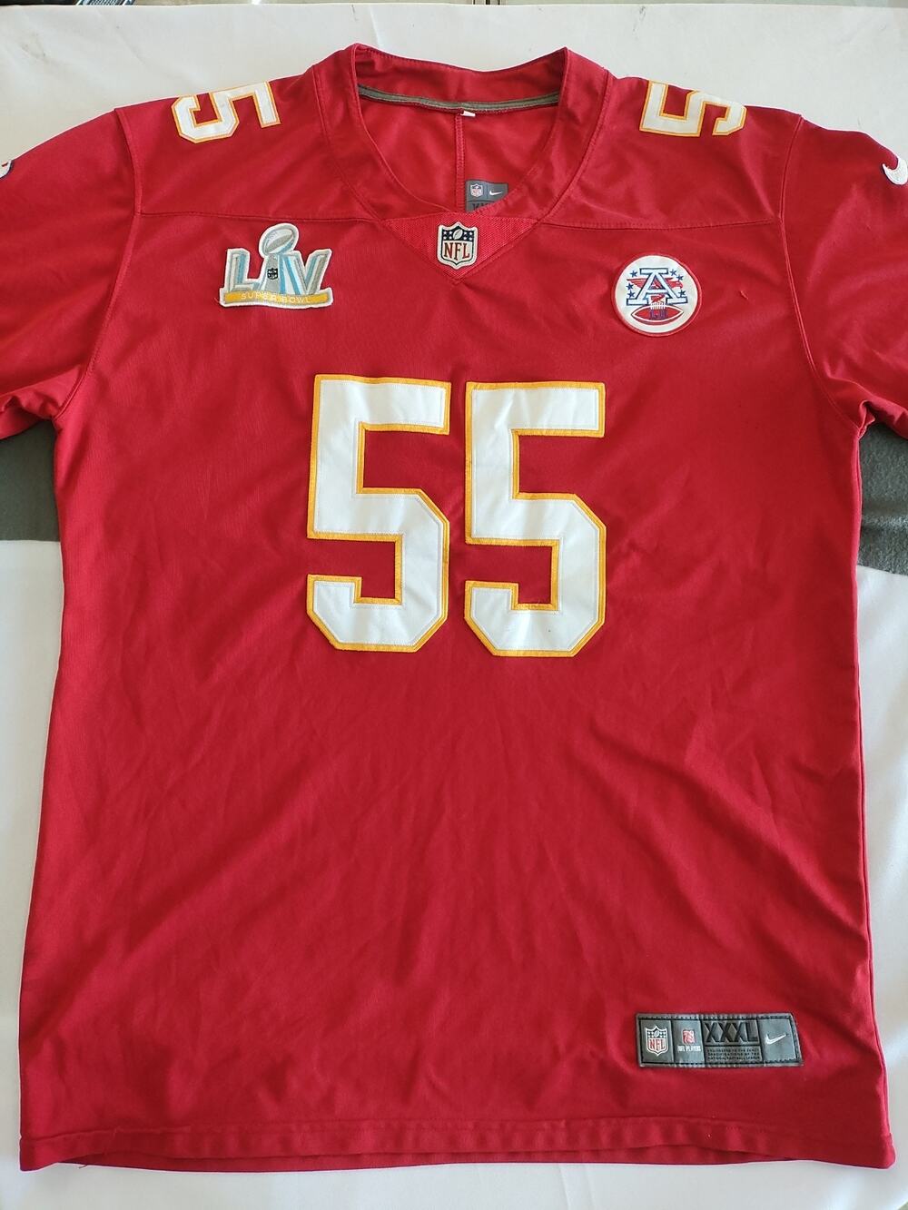 Nike Frank Clark 55 Kansas City Chiefs On Field Football Jersey 2XL Super Bowl